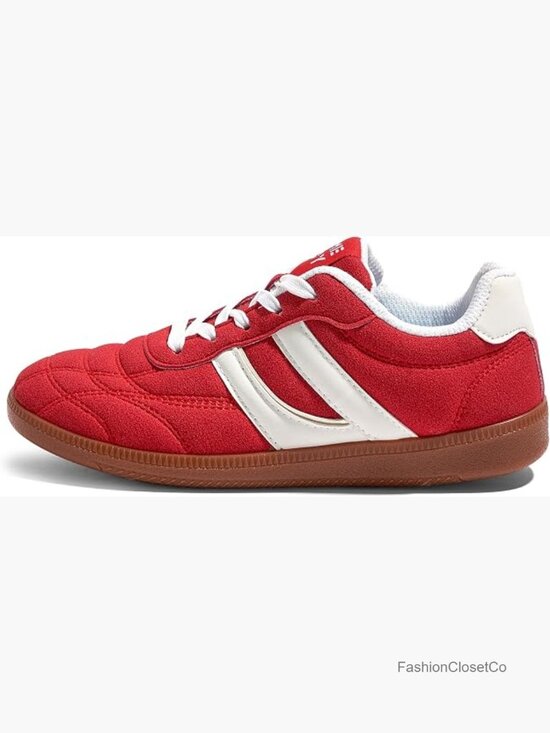 Shoes - Vintage Retro Fashion Sneakers - Leather & Gum Sole Shoes Non-Slip Cushion